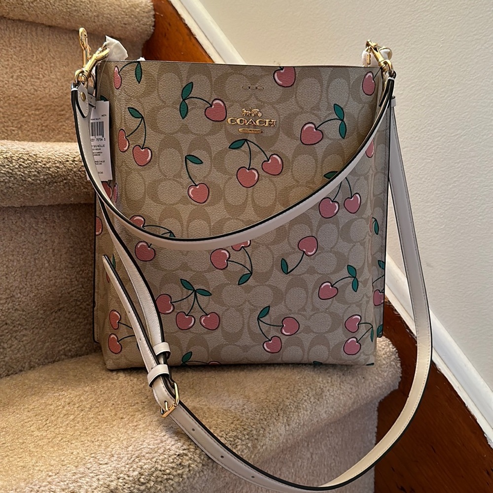 New Coach cherry bucket bag